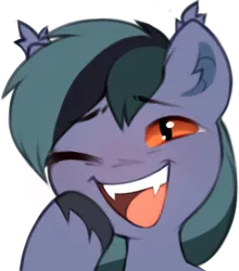 Size: 538x611 | Tagged: safe, artist:astralblues, derpibooru import, oc, oc:scrimmy, unofficial characters only, bat pony, pony, bat pony oc, bat wings, fangs, image, laughing, looking at you, male, open mouth, png, simple background, solo, stallion, transparent background, unshorn fetlocks, wings