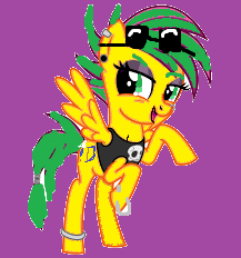 Size: 217x232 | Tagged: safe, artist:lunablu3berry, derpibooru import, oc, oc:jade, unofficial characters only, pegasus, pony, 1000 hours in ms paint, bracelet, clothes, eyeshadow, female, glasses, image, jewelry, makeup, mare, older, png, skull, smiling, super filly adventure, wings