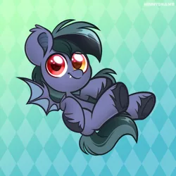 Size: 2598x2598 | Tagged: safe, artist:ninnydraws, derpibooru import, oc, oc:scrimmy, unofficial characters only, bat pony, pony, bat pony oc, bat wings, commission, cute, fangs, heterochromia, image, looking at you, male, ocbetes, png, simple background, solo, spread wings, stallion, unshorn fetlocks, wings, ych result