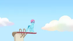 Size: 3410x1920 | Tagged: safe, derpibooru import, screencap, pegasus, pony, my little pony: tell your tale, spoiler:g5, spoiler:my little pony: tell your tale, spoiler:tyts01e13, dumpster diving, g5, goggles, high res, image, jpeg, male, neptune (character), solo, stallion, swimming goggles