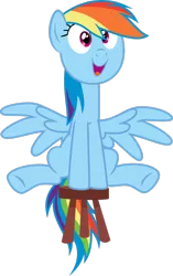 Size: 1939x3093 | Tagged: safe, artist:sakatagintoki117, derpibooru import, rainbow dash, pegasus, pony, testing testing 1-2-3, .svg available, chair, cute, dashabetes, female, high res, image, mare, open mouth, open smile, png, simple background, sitting, smiling, solo, spread wings, stool, stooldash, transparent background, vector, wings