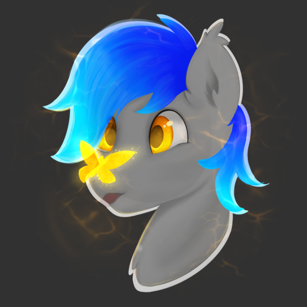 Size: 4050x4050 | Tagged: safe, artist:bellfa, derpibooru import, oc, oc:wangeleon, butterfly, insect, pony, blue hair, gray, image, male, png, shining, simple background, solo, solo male, sticker