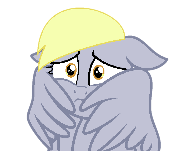 Size: 730x572 | Tagged: safe, artist:katnekobase, artist:twilyisbestpone, derpibooru import, derpy hooves, pegasus, pony, adorable distress, base used, cute, derpabetes, female, floppy ears, frown, hug, image, mare, png, scared, self-hugging, simple background, solo, terrified, transparent background, underp, winghug, wings