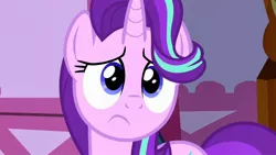 Size: 1920x1080 | Tagged: safe, derpibooru import, screencap, starlight glimmer, pony, unicorn, fame and misfortune, season 7, 1080p, concerned, cute, female, frown, glimmerbetes, image, implied rarity, jpeg, looking at you, mare, sad, sadface glimmer, sadlight glimmer, sadorable, solo