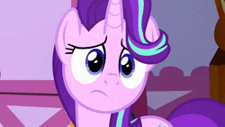 Size: 1920x1080 | Tagged: safe, derpibooru import, edit, edited screencap, screencap, sound edit, starlight glimmer, pony, unicorn, fame and misfortune, season 7, animated, blinking, bust, cute, female, frown, glimmerbetes, horn, image, looking at you, mare, portrait, sad, sadface glimmer, sadlight glimmer, sadorable, solo, sound, squee, webm