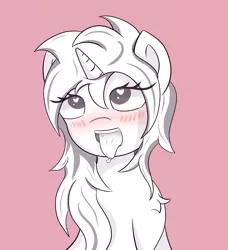 Size: 2734x3000 | Tagged: suggestive, artist:melody joy, derpibooru import, oc, oc:java, pony, unicorn, ahegao, blushing, chest fluff, female, heart eyes, image, open mouth, png, simple background, solo, tongue out, wingding eyes