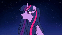 Size: 640x360 | Tagged: safe, artist:sirena-flitter, derpibooru import, twilight sparkle, twilight sparkle (alicorn), alicorn, bird, blue jay, pony, airplanes (song), animated, anime, anime style, computer, crossover, crossover shipping, female, horn, image, male, mare, mordecai, mordetwi, night, regular show, shipping, singing, sound, stars, straight, sweat, table, webm, wings, youtube link