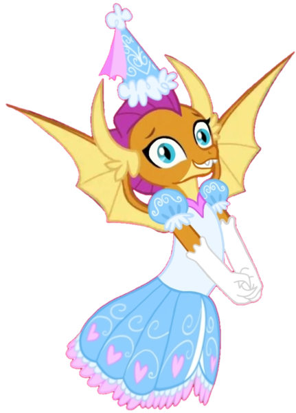 Size: 720x1003 | Tagged: safe, artist:darlycatmake, derpibooru import, smolder, dragon, clothes, dragon wings, dragoness, dress, female, froufrou glittery lacy outfit, gloves, happy, hat, hennin, image, long gloves, looking at you, png, princess, princess smolder, smiling, smiling at you, wings