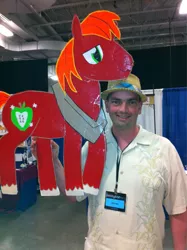 Size: 765x1024 | Tagged: safe, derpibooru import, big macintosh, earth pony, human, pony, bronycon, bronycon 2012, image, irl, irl human, jpeg, male, peter new, photo, stallion