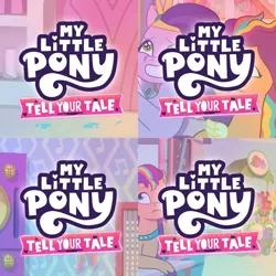 Size: 1920x1920 | Tagged: safe, derpibooru import, edit, edited screencap, editor:itsmgh1203, screencap, pipp petals, sunny starscout, earth pony, pegasus, pony, my little pony: tell your tale, spoiler:g5, spoiler:my little pony: tell your tale, spoiler:tyts01e13, spoiler:tyts01e14, spoiler:tyts01e15, spoiler:tyts01e16, alicorn issues, dahlia, dumpster diving, female, flying, g5, grin, image, jpeg, making a foal of me, mare, my little pony logo, neighfever, offscreen character, pegasus sunny starscout, race swap, smiling, spread wings, wings