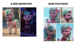 Size: 642x376 | Tagged: safe, derpibooru import, my little pony: a new generation, my little pony: make your mark, amused, comparison, dahlia, g5, image, png, unamused