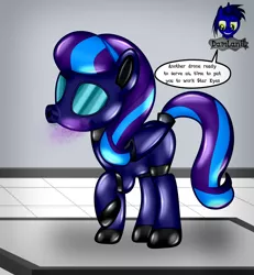 Size: 3840x4154 | Tagged: safe, artist:damlanil, derpibooru import, oc, oc:star eyes, latex pony, original species, pegasus, pony, series:becoming drone, bdsm, bondage, boots, bound wings, close-up, clothes, collar, comic, commission, damlanil's lab, encasement, female, gas mask, image, laboratory, latex, latex boots, living latex, mare, mask, mind control, png, restrained, rubber, rubber drone, rubber suit, shiny, shiny mane, shoes, show accurate, solo, speech bubble, story, story included, text, transformation, vector, wings