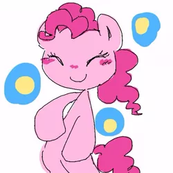 Size: 600x600 | Tagged: safe, artist:um89s, artist:ume89s, derpibooru import, pinkie pie, earth pony, pony, ^^, bipedal, eyes closed, female, image, jpeg, mare, simple background, smiling, solo, white background