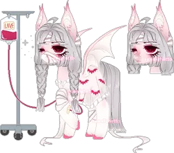 Size: 485x428 | Tagged: safe, artist:kawaiighetto, derpibooru import, oc, unofficial characters only, bat pony, pony, bandage, bat pony oc, bat wings, braid, bust, clothes, duo, female, image, iv drip, mare, png, raised hoof, simple background, transparent background, wings