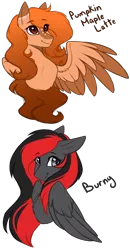 Size: 1300x2500 | Tagged: safe, artist:purplegrim40, derpibooru import, oc, unofficial characters only, pegasus, pony, bust, colored wings, duo, female, image, mare, pegasus oc, png, simple background, smiling, transparent background, two toned wings, wings