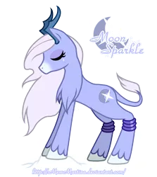 Size: 1650x1850 | Tagged: safe, artist:churobu, derpibooru import, oc, oc:moon sparkle, unofficial characters only, pony, antlers, eyes closed, image, leonine tail, png, simple background, tail, transparent background, unshorn fetlocks