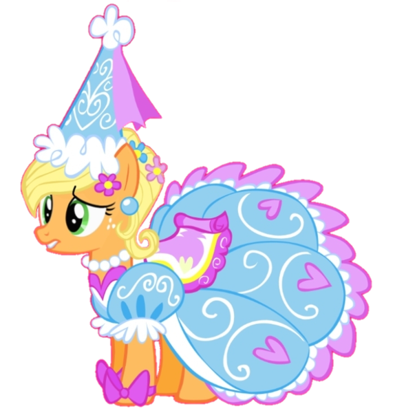 Size: 720x732 | Tagged: safe, artist:darlycatmake, derpibooru import, edit, vector edit, applejack, earth pony, pony, look before you sleep, bow, clothes, concerned, dress, ear piercing, flower, flower in hair, froufrou glittery lacy outfit, gritted teeth, hat, hennin, image, jewelry, necklace, nervous, piercing, png, princess, princess applejack, teeth, upset, vector, worried