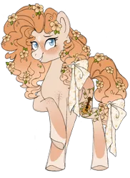 Size: 1080x1487 | Tagged: safe, artist:ninjagobrony287, derpibooru import, pear butter, earth pony, pony, blushing, buttercup, chest freckles, coat markings, facial markings, female, flower, flower in hair, freckles, grin, image, mare, png, simple background, smiling, solo, star (coat marking), transparent background
