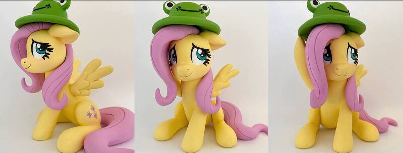 Size: 1280x488 | Tagged: safe, artist:sparkle257, derpibooru import, fluttershy, pony, figurine, hat, image, irl, jpeg, photo, solo