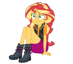 Size: 2278x2004 | Tagged: safe, artist:gmaplay, derpibooru import, sunset shimmer, equestria girls, equestria girls series, forgotten friendship, boots, clothes, cute, image, png, shimmerbetes, shoes, simple background, solo, transparent background