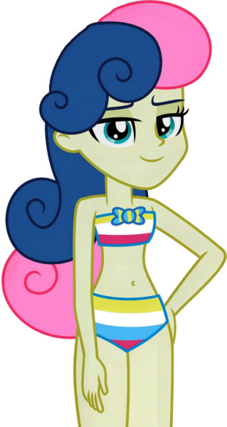 Size: 2160x4065 | Tagged: safe, derpibooru import, bon bon, sweetie drops, equestria girls, bikini, clothes, female, image, looking at you, png, simple background, solo, swimsuit, transparent background