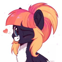 Size: 2067x2067 | Tagged: safe, artist:kaylemi, derpibooru import, oc, unofficial characters only, pegasus, pony, bust, chest fluff, ear fluff, female, heart, image, looking at you, mare, one eye closed, pegasus oc, png, simple background, tongue out, white background, wings, wink, winking at you