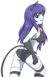 Size: 2161x3453 | Tagged: suggestive, artist:sumin6301, derpibooru import, rarity, cat, equestria girls, bell, bell collar, black bra, black panties, bra, breasts, busty rarity, catgirl, clothes, collar, cute, cute little fangs, fangs, female, high res, image, jpeg, looking at you, looking back, looking back at you, panties, raricat, simple background, smiling, solo, solo female, stupid sexy rarity, underwear, white background