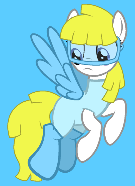 Size: 795x1094 | Tagged: safe, artist:jigglewiggleinthepigglywiggle, derpibooru import, surprise, pegasus, pony, adoraprise, blue background, clothes, cute, cyan background, dive mask, female, flippers (gear), frown, g1, g1 to g4, g4, generation leap, goggles, image, mare, png, scuba diver, simple background, solo, surprise is not amused, swimsuit, unamused, underwater surprise