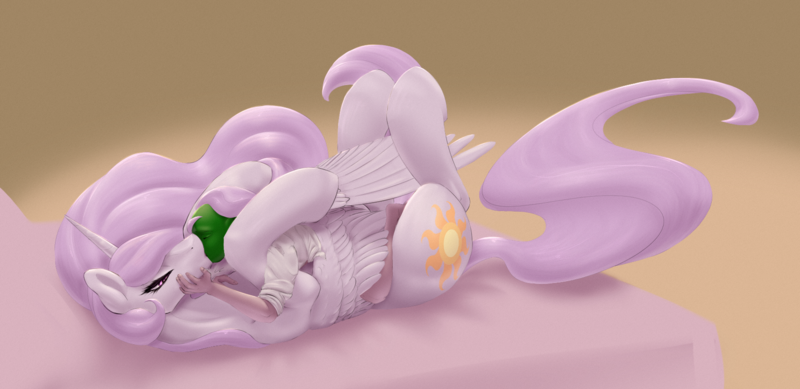 Size: 1713x833 | Tagged: suggestive, artist:inkanyamba, derpibooru import, princess celestia, oc, oc:anon, alicorn, human, pony, duo, female, hooves in air, hug, human male, human male on mare, human on pony action, human on pony snuggling, image, interspecies, kissing, lying down, male, mare, on back, pink-mane celestia, png, pony sized pony, prone, rolled up sleeves, simple background, size difference, snuggling, straight, winghug, wings, yellow background