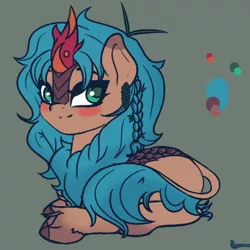 Size: 1000x1000 | Tagged: safe, artist:plaguemare, derpibooru import, oc, oc:fluffy fleece, unofficial characters only, kirin, blushing, braid, colored sketch, female, fluffy, image, kirin oc, png, smiling, solo