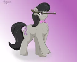 Size: 2500x2000 | Tagged: safe, artist:astrum, derpibooru import, octavia melody, earth pony, pony, balancing, bow (instrument), bowtie, chest fluff, cute, digital art, ear fluff, female, full body, image, mare, png, ponies balancing stuff on their nose, silly, silly pony, smiling, solo, tavibetes