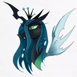 Size: 1242x1240 | Tagged: safe, artist:raizathe-dragon, derpibooru import, queen chrysalis, changeling, changeling queen, bust, female, image, jpeg, portrait, simple background, solo, white background