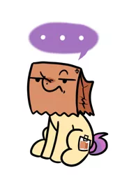 Size: 808x1094 | Tagged: safe, artist:paperbagpony, derpibooru import, oc, oc:paper bag, ..., angry, fake cutie mark, image, png, simple background, white background