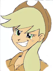 Size: 1103x1470 | Tagged: safe, artist:frankaraya, derpibooru import, applejack, human, 2011, female, humanized, image, jpeg, simple background, solo, white background