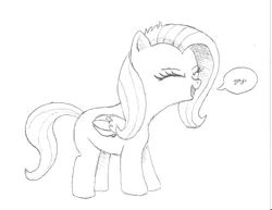 Size: 1193x921 | Tagged: safe, artist:friendshipishorses, derpibooru import, fluttershy, pony, atg 2022, female, filly, filly fluttershy, foal, image, monochrome, newbie artist training grounds, png, solo, traditional art, yay, younger