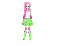 Size: 800x600 | Tagged: safe, artist:unicornsmuf1, derpibooru import, fluttershy, equestria girls, boots, clothes, high heel boots, image, png, shirt, shoes, simple background, skirt, socks, solo