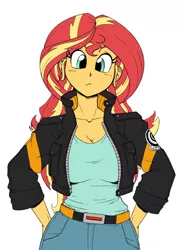 Size: 1222x1670 | Tagged: safe, artist:reiduran, derpibooru import, sunset shimmer, human, colored, dragon ball, dragon ball z, humanized, image, looking at you, png, solo, style emulation