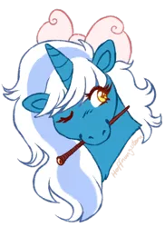 Size: 524x718 | Tagged: safe, artist:hoffnungsstern, derpibooru import, oc, oc:fleurbelle, alicorn, pony, alicorn oc, bow, female, hair bow, horn, image, mare, one eye closed, png, simple background, transparent background, wand, wingding eyes, wings