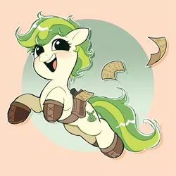 Size: 2209x2209 | Tagged: safe, artist:syrupyyy, derpibooru import, oc, oc:karakusa, unofficial characters only, earth pony, pony, adventurer, bag, boots, clothes, female, filly, foal, image, png, saddle bag, shoes