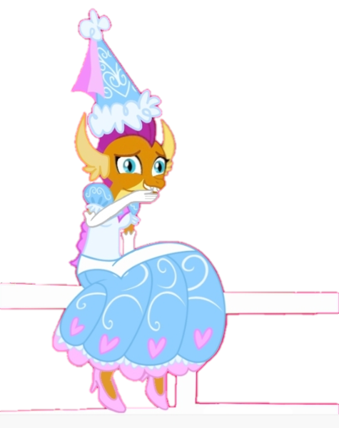 Size: 536x677 | Tagged: safe, artist:darlycatmake, derpibooru import, edit, vector edit, smolder, dragon, amused, chuckle, clothes, cute, dragoness, dress, female, fence, froufrou glittery lacy outfit, giggling, gloves, grin, happy, hat, having fun, hennin, high heels, image, laughing, long gloves, nervous, nervous grin, png, princess, princess smolder, shoes, smiling, smolder also dresses in style, smolderbetes, solo, solo female, vector