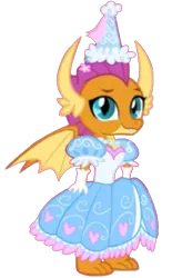 Size: 671x1022 | Tagged: safe, artist:darlycatmake, derpibooru import, edit, vector edit, smolder, dragon, clothes, cute, dragoness, female, flower, flower in hair, gloves, happy, hat, hennin, image, jewelry, long gloves, looking at you, necklace, png, princess, princess smolder, proud, smiling, smiling at you, smolder also dresses in style, smolderbetes, solo, solo female, vector