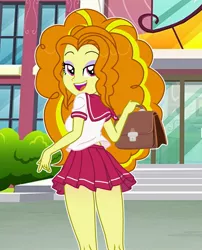 Size: 1676x2074 | Tagged: safe, alternate version, artist:vizirka, derpibooru import, adagio dazzle, human, equestria girls, bag, canterlot high, clothes, commission, commissioner:iv's, handbag, image, jpeg, looking back, outline, school uniform, skirt, ych result