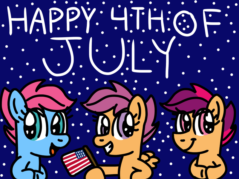 Size: 1024x768 | Tagged: safe, artist:danielthebrony57, derpibooru import, baby cuddles, scootaloo, scootaloo (g3), earth pony, pegasus, pony, 4th of july, american flag, baby, baby cuddles being a tomboy, baby pony, clapping, cuddlebetes, cute, cutealoo, female, filly, flag, foal, g1, g1 to g4, g3, g3 cutealoo, g3 to g4, g4, generation leap, generational ponidox, generations, grin, holiday, image, open mouth, open smile, png, smiling, tomboy, trio, united states