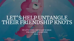 Size: 1280x720 | Tagged: safe, derpibooru import, edit, editor:quoterific, idw, pinkie pie, earth pony, pony, bipedal, female, generations, image, jpeg, mare, open mouth, signature, solo, text