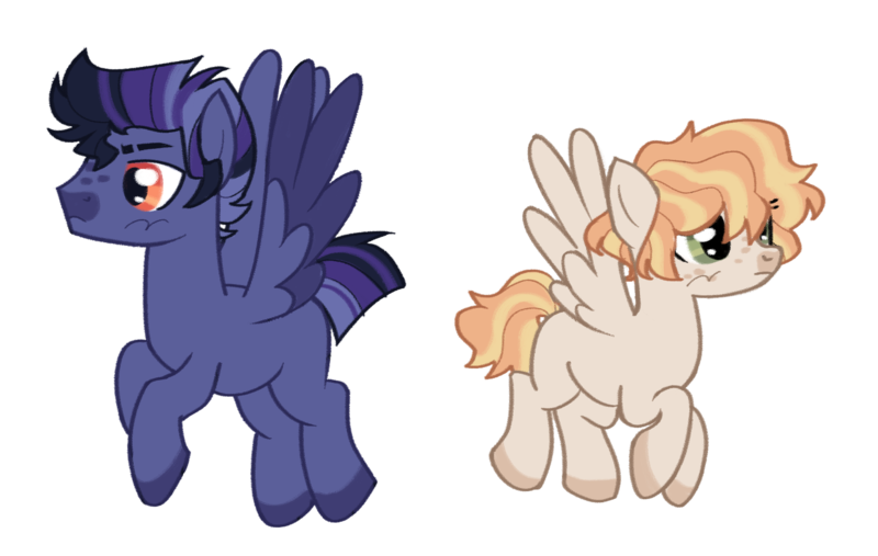 Size: 1656x1050 | Tagged: safe, artist:grubgruel, artist:lovedletters, oc, unofficial characters only, pegasus, pony, base used, brother and sister, colored hooves, colored wings, female, flying, freckles, green eyes, image, male, mare, next generation, offspring, orange eyes, parent:rainbow dash, parent:soarin', parents:soarindash, png, siblings, simple background, snip (coat marking), stallion, transparent background, wings