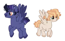 Size: 1656x1050 | Tagged: safe, artist:grubgruel, artist:lovedletters, oc, unofficial characters only, pegasus, pony, base used, brother and sister, colored hooves, colored wings, female, flying, freckles, green eyes, image, male, mare, next generation, offspring, orange eyes, parent:rainbow dash, parent:soarin', parents:soarindash, png, siblings, simple background, snip (coat marking), stallion, transparent background, wings