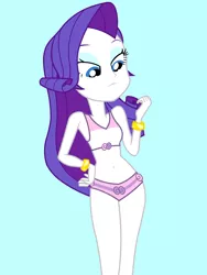 Size: 1536x2048 | Tagged: safe, artist:draymanor57, derpibooru import, rarity, equestria girls, belly button, bikini, clothes, female, image, looking down, png, solo, swimsuit, swimsuit edit