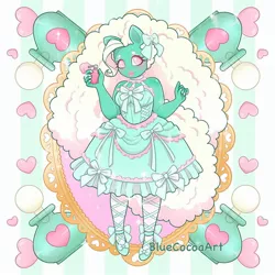 Size: 1440x1440 | Tagged: safe, artist:bluecocoaart, derpibooru import, daisy sweet, earth pony, human, fluffy hair, g1, humanized, image, jpeg, lolita fashion, perfume, solo