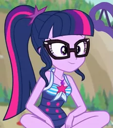 Size: 511x581 | Tagged: safe, derpibooru import, sci-twi, twilight sparkle, equestria girls, equestria girls series, forgotten friendship, clothes, cropped, image, one-piece swimsuit, png, sci-twi swimsuit, solo, swimsuit