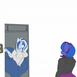 Size: 2048x2048 | Tagged: safe, artist:epicenehs, derpibooru import, oc, oc:blue monday, oc:urban wave, anthro, unicorn, bbw, bottom heavy, butt, butt expansion, chubby, confused, fat, growth, hip expansion, huge butt, hyper, hyper butt, hyper pear, image, impossibly large butt, impossibly wide ass, impossibly wide hips, jpeg, large butt, pear shaped, plump, stuck, the ass was fat, the ass was too fat, thicc thighs, thick, thighs, thunder thighs, wide hips, wide load